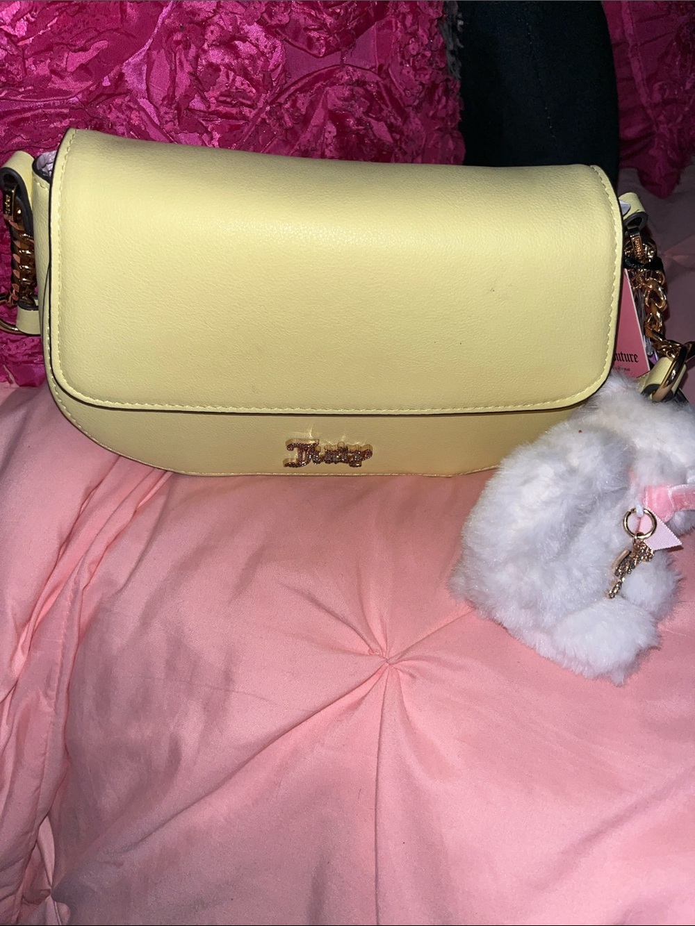 Juicy Couture Pale Yellow Shoulder Bag with Gold Hardware